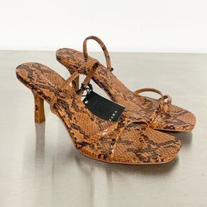NEW! Zara Camel Black Snakeskin Sandals Heels